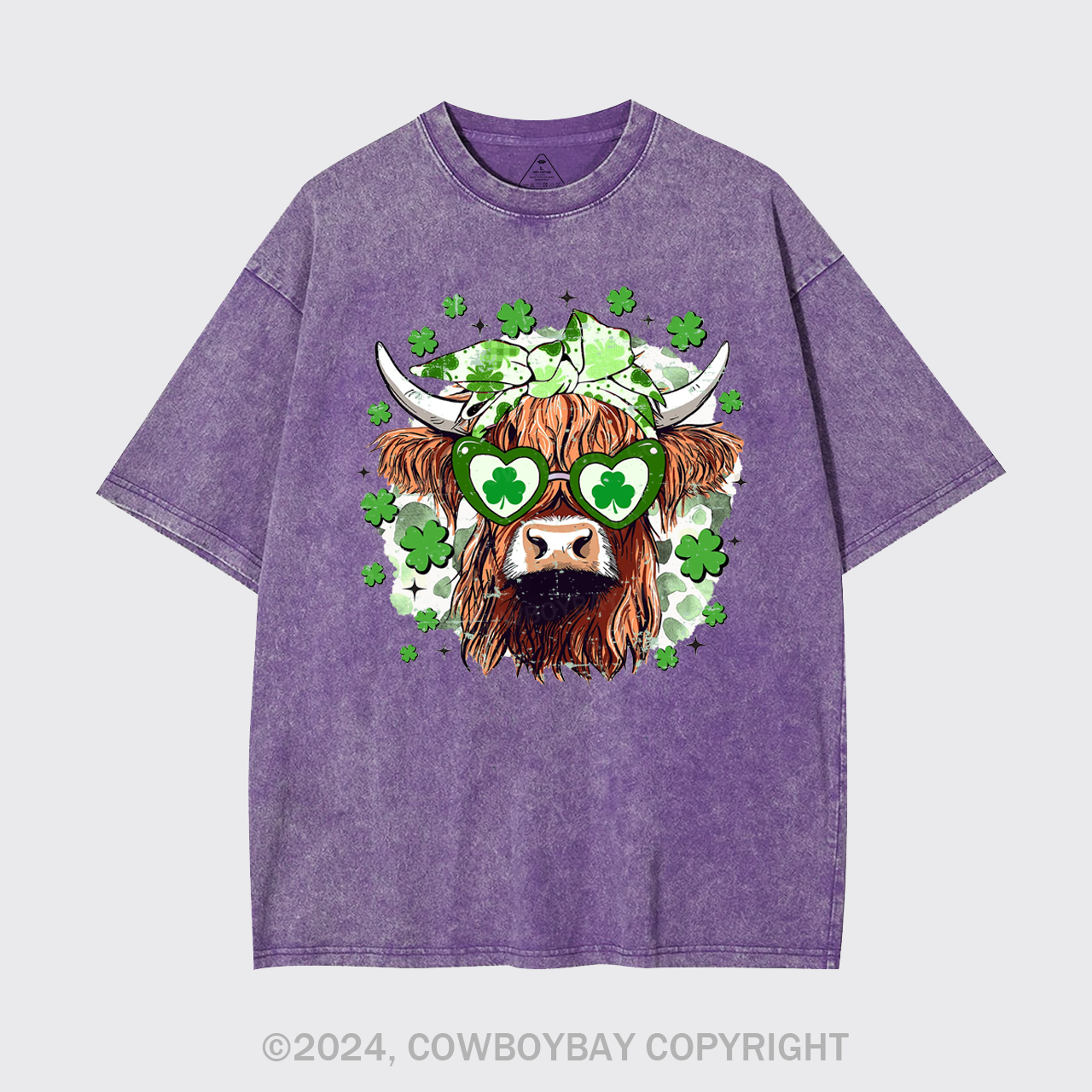 St Patrick's Day Highland Cow Garment-dye Tees