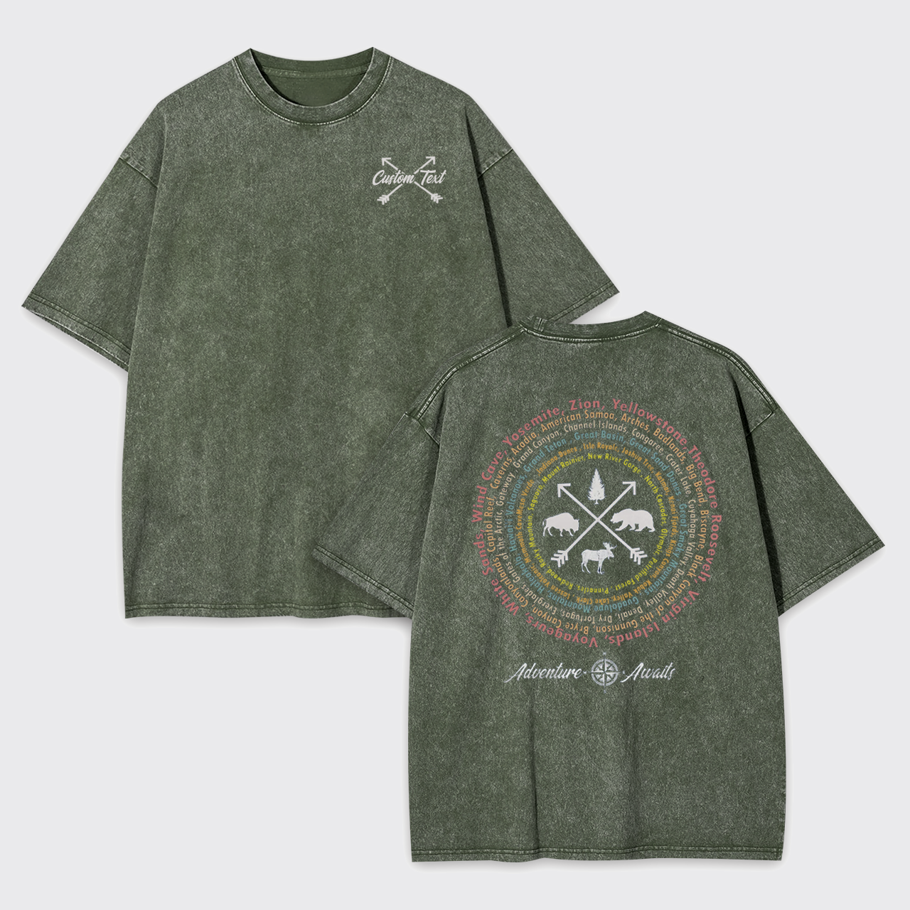 Personalized Compass And 63 National Park Garment-dye Tees