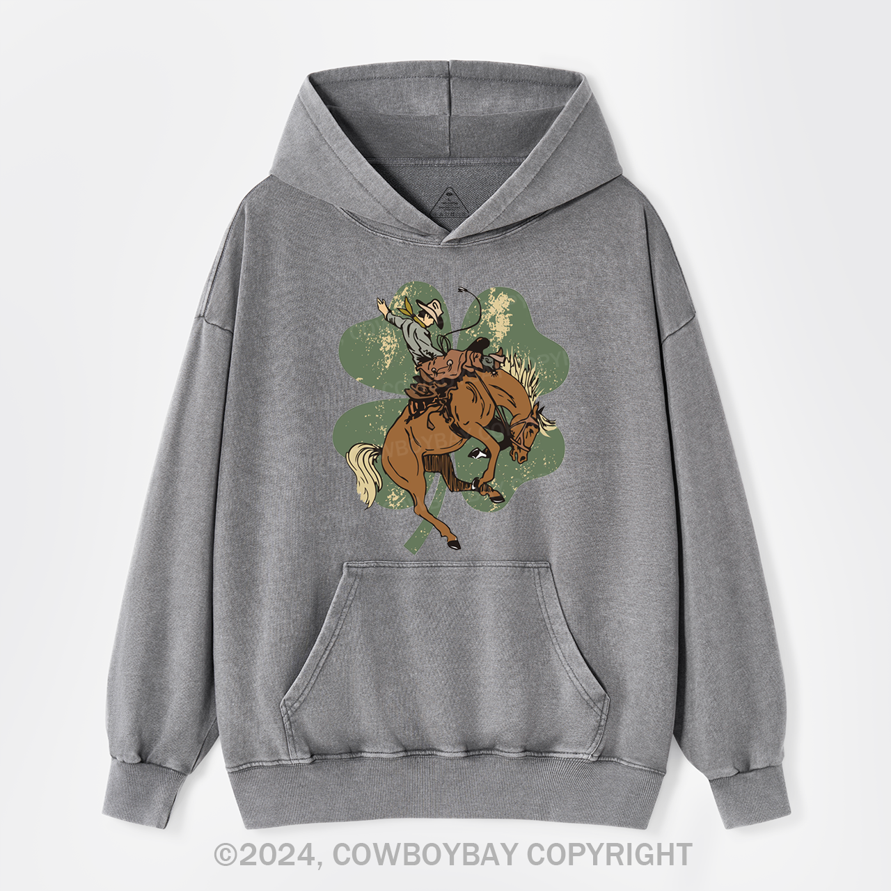 Lucky Bronc Horse Garment-Dye Hoodies