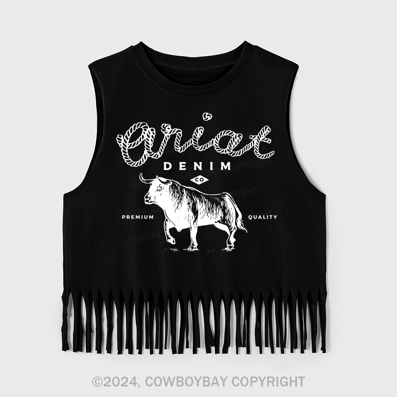 Ariat Denim Bull Fringe Tank