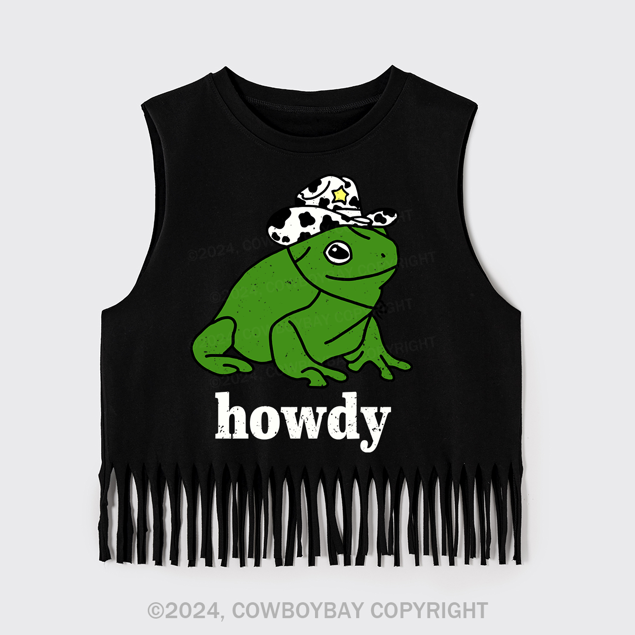Howdy Cute Frog Fringe Tank