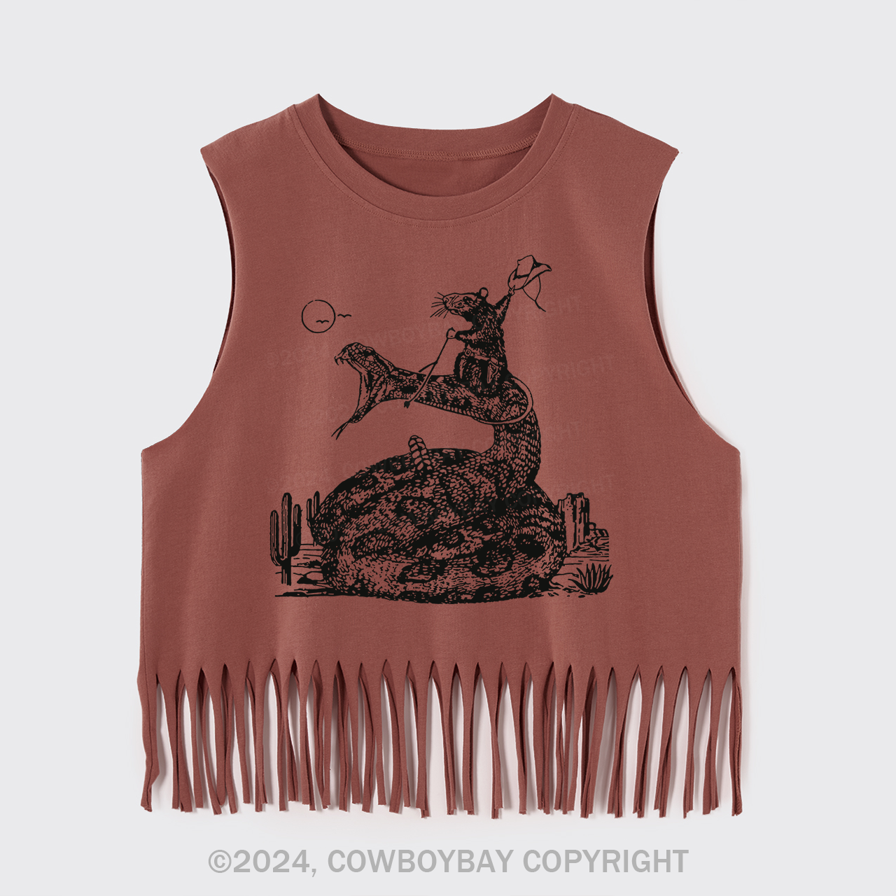 Funny Cowboy Mouse Fringe Tank