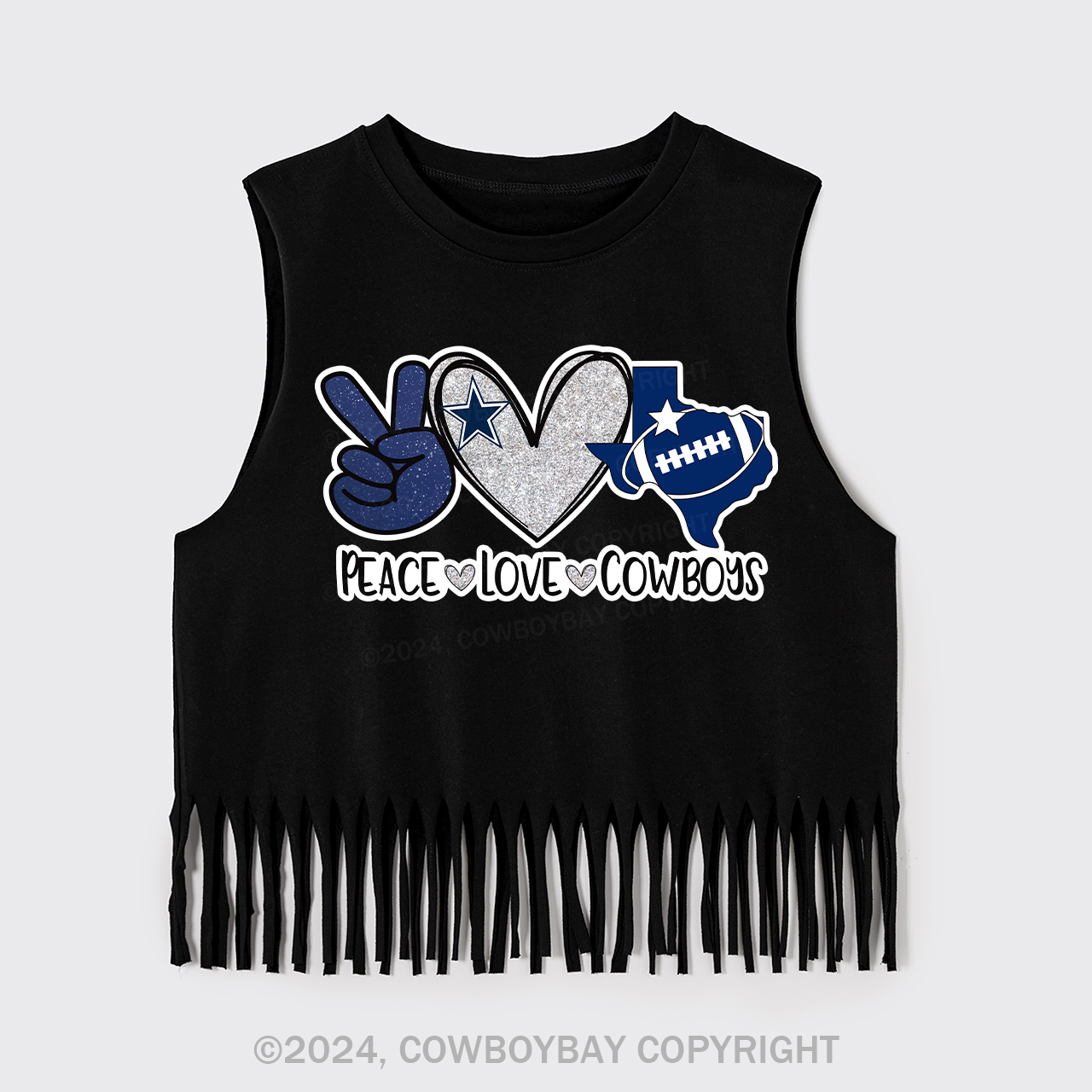 Peace Love America's Team Cowboys Fringe Tank