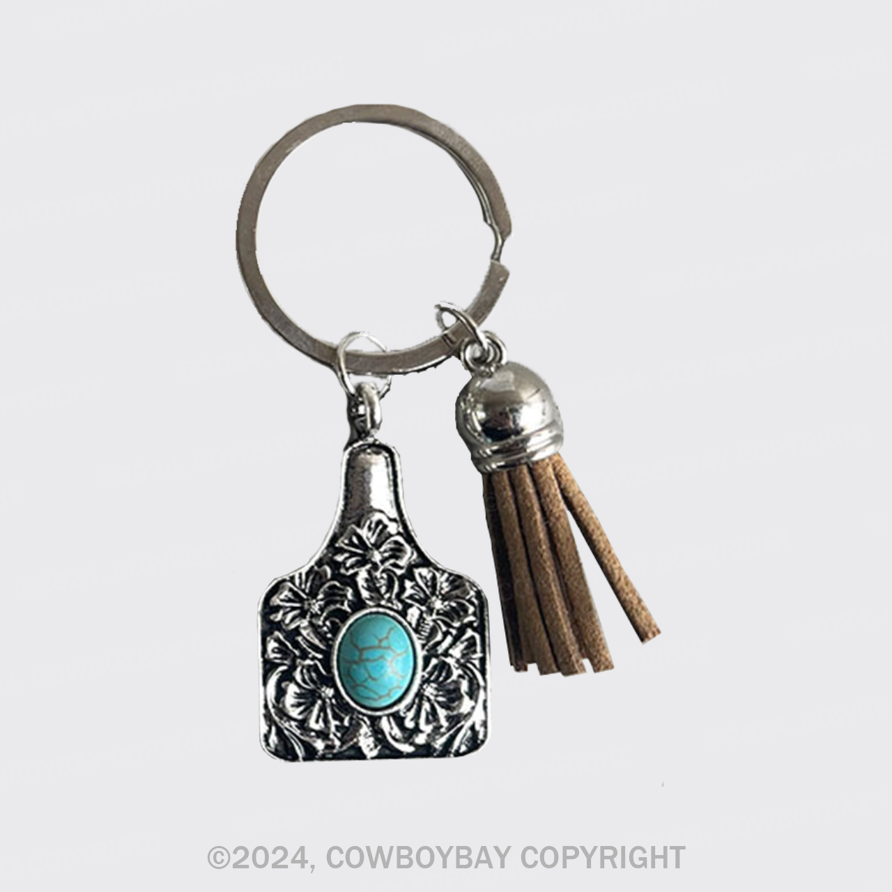 Western Cow Tag Keychain