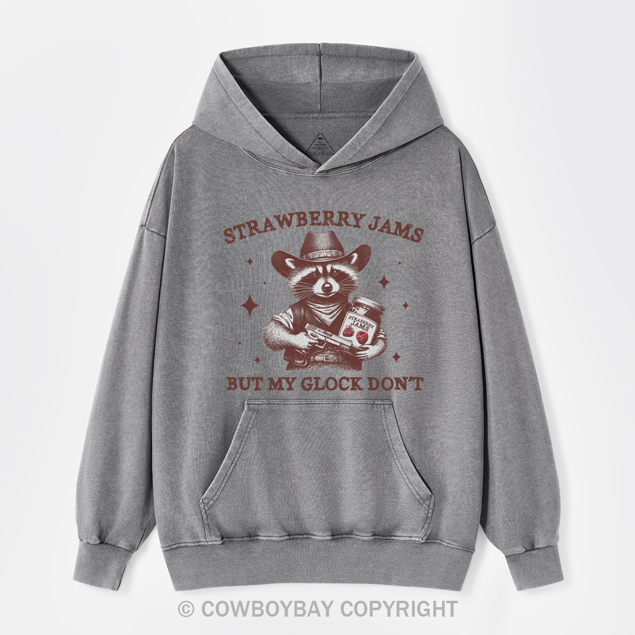 Retro Western Raccoon Garment-Dye Hoodies