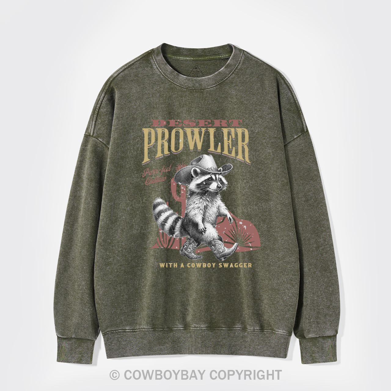 Retro Cowboy Raccoon Washed Sweatshirts