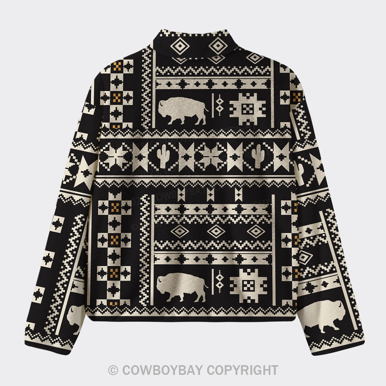 Vintage Digital Buffalo Pattern Fleece Jacket