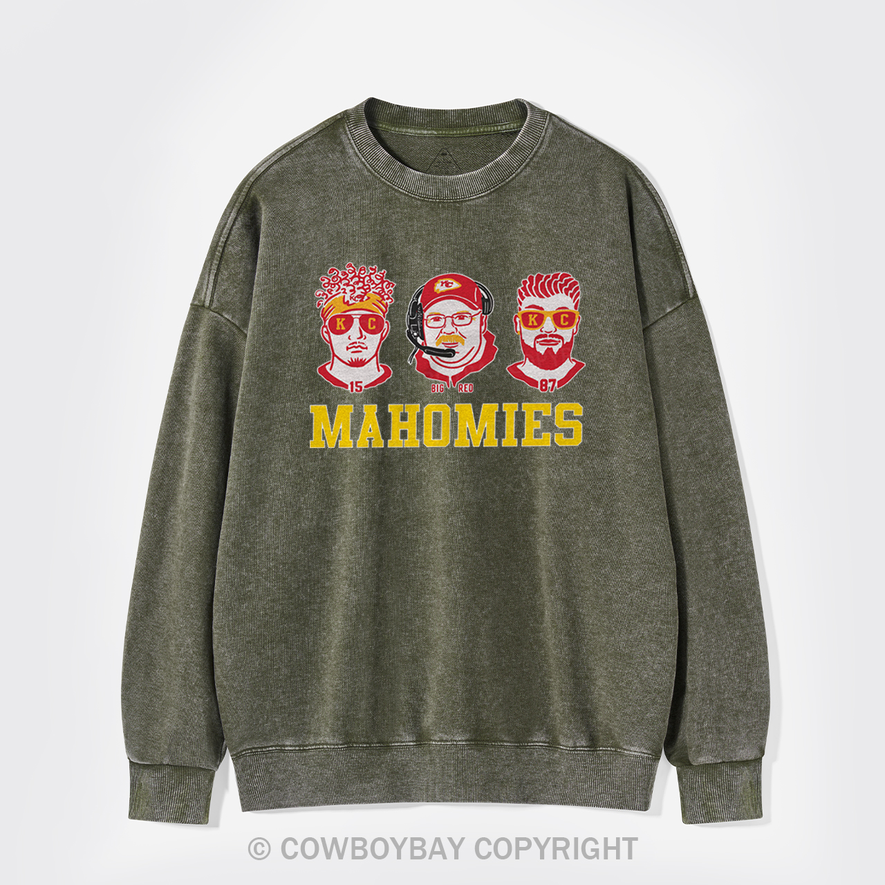 Funny KC Football Mahomies Washed Sweatshirts