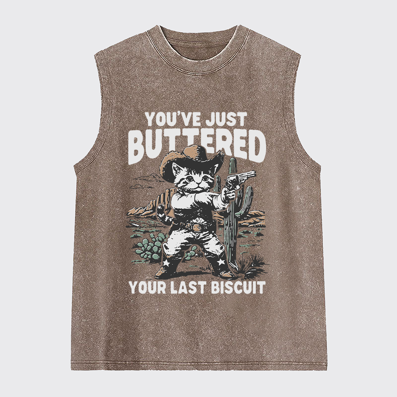 Funny Western Cat Washed Tanks