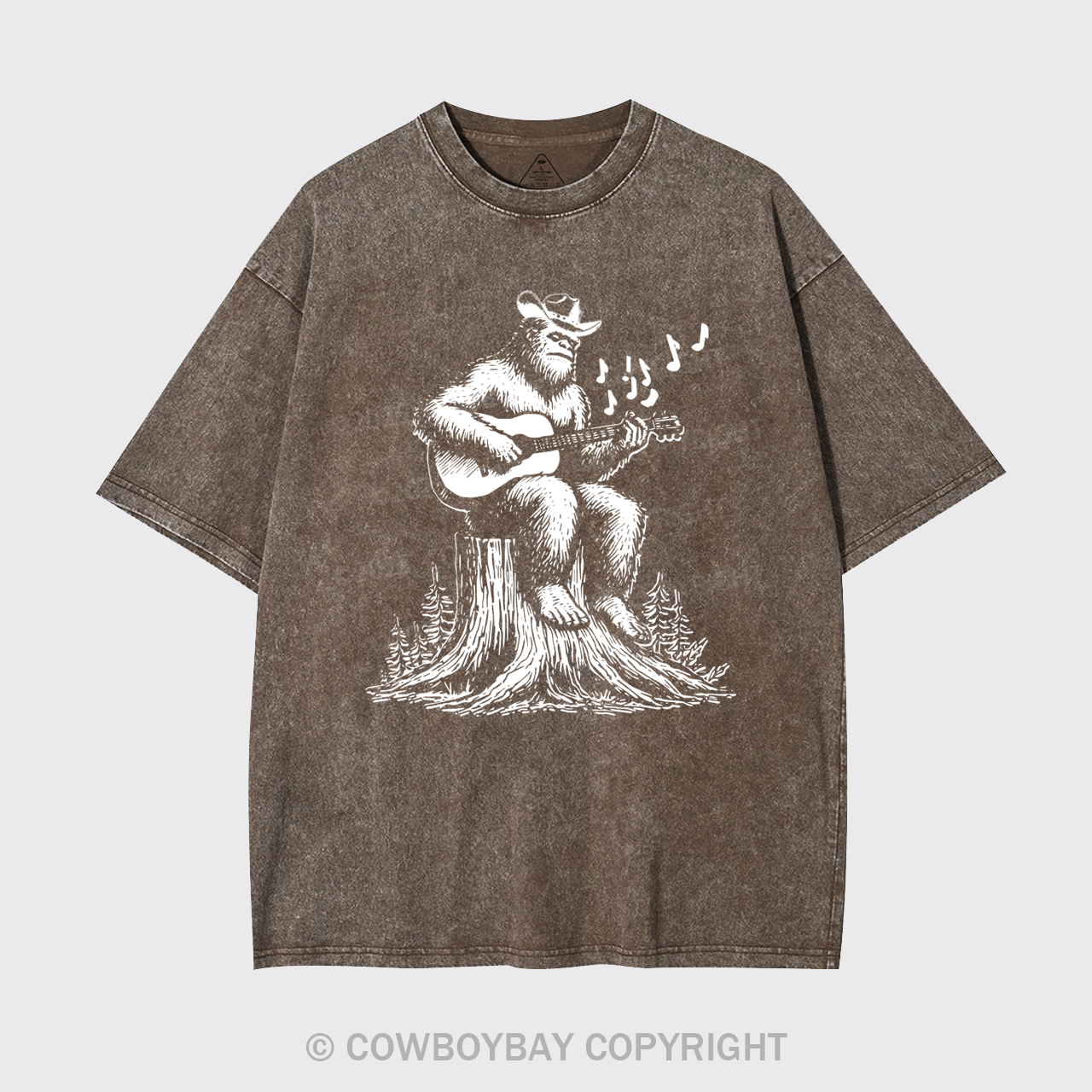 Retro Bigfoot Playing Guitar Garment-dye Tees