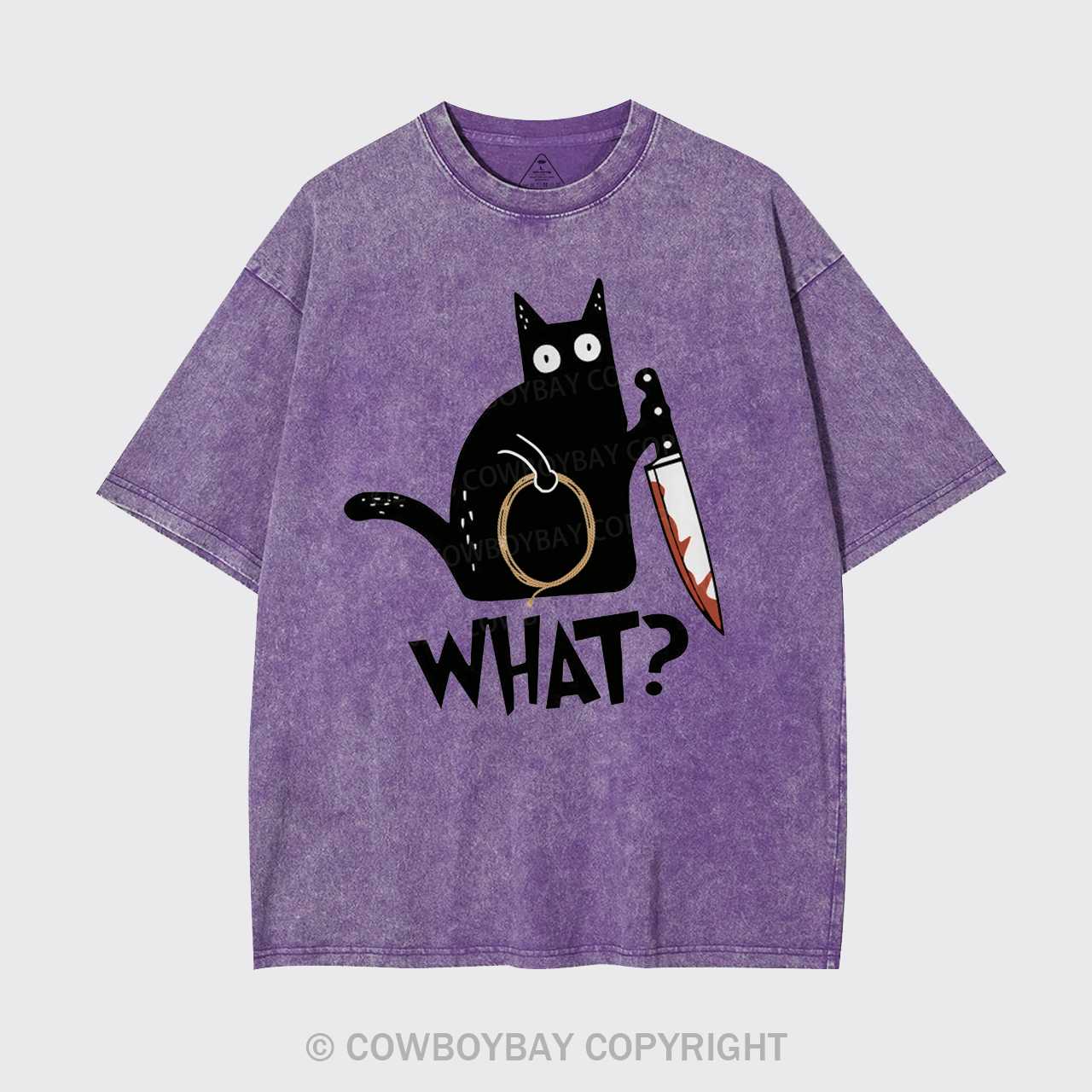 Murderous Black Cat With Knife Garment-dye Tees