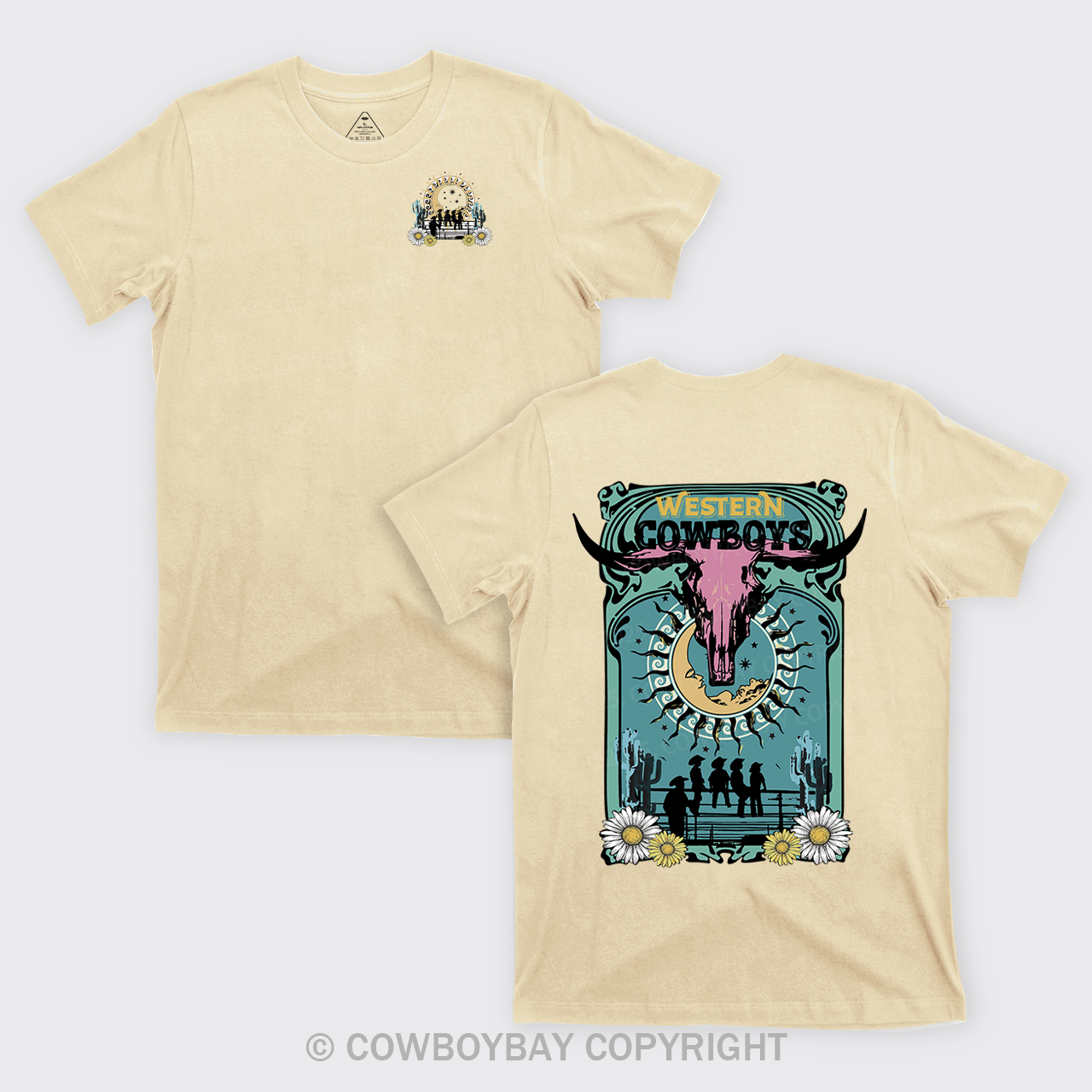 Western Cow Skull Retro Cowboy T-Shirts