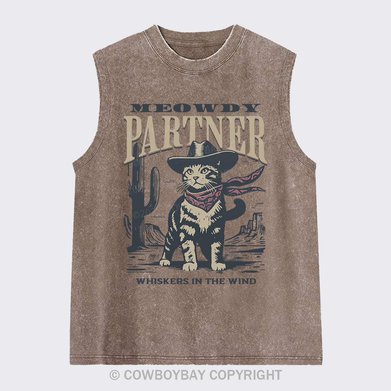 Meowdy Partner Cowboy Cat Washed Tanks