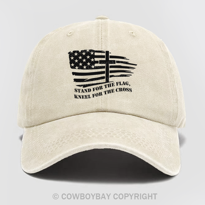 American Flag With Cross Wash Hat