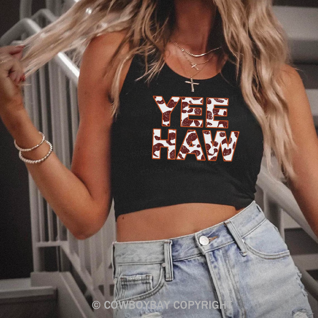 Cow Design Yee Haw Tank Top