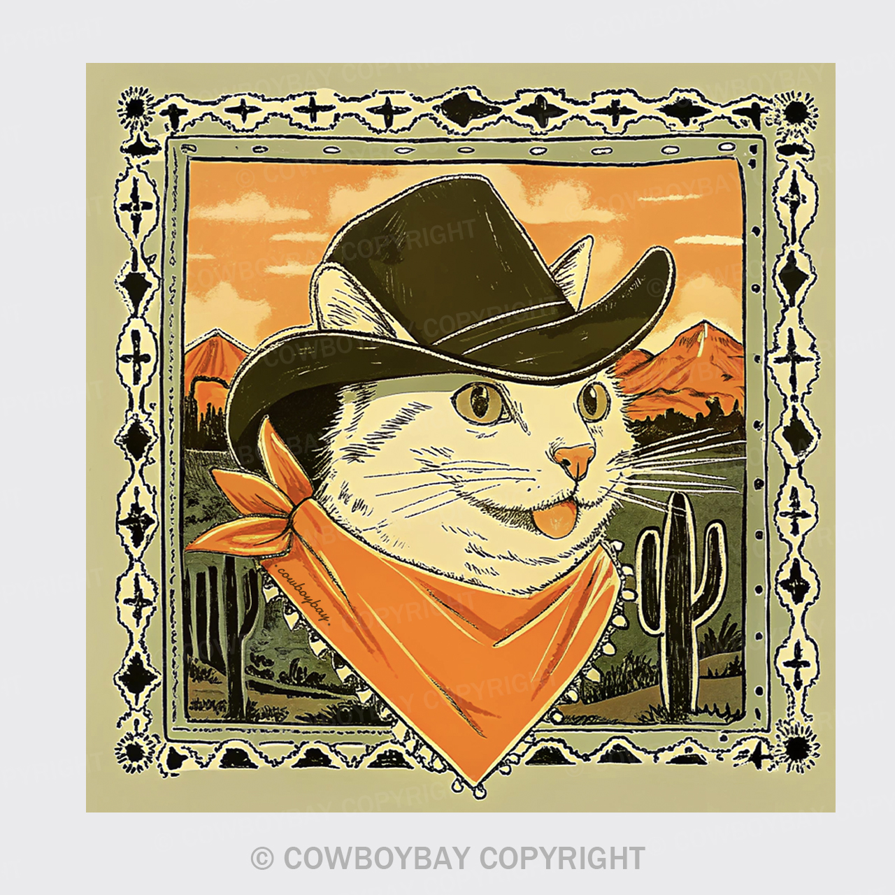 Western Cowcat Cotton Bandana_3