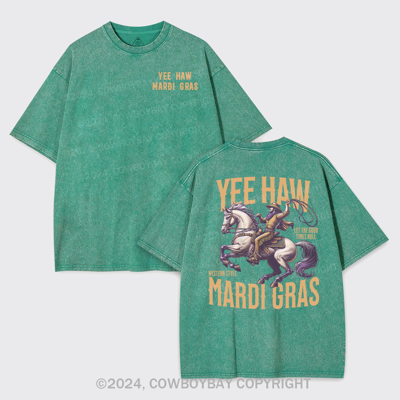 Yee Haw Mardi Gras Garment-dye Tees