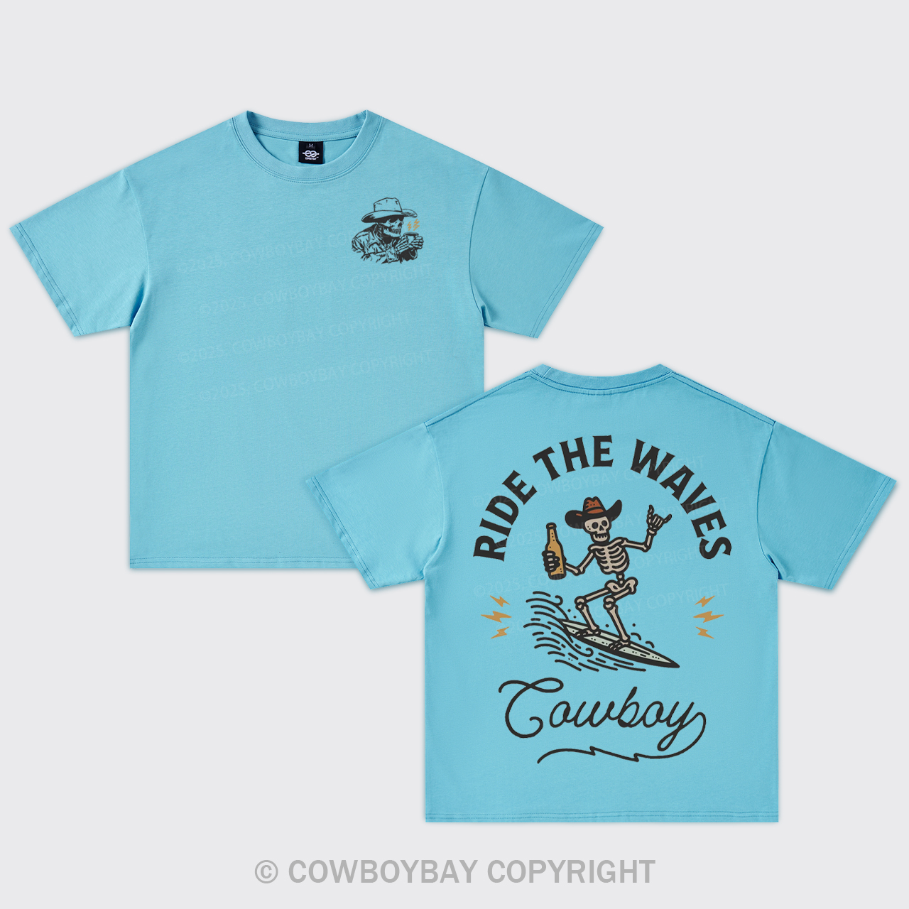 Surfing Cowboy Skeleton Oversize T-Shirts