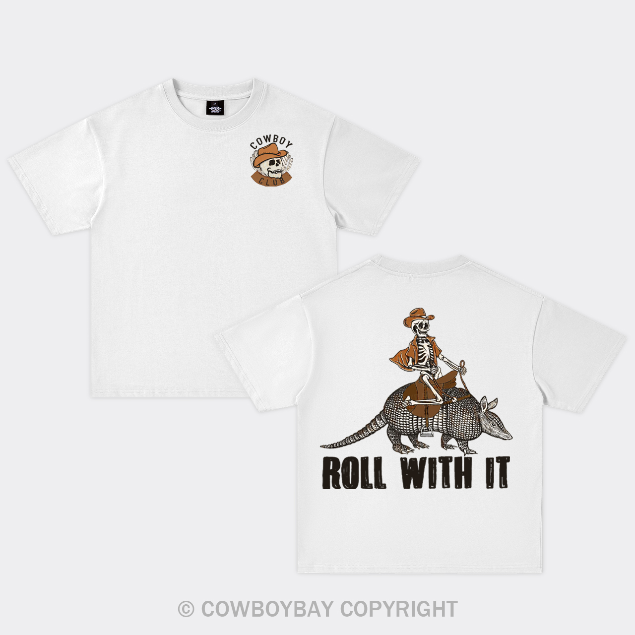 Cowboy Skeleton Rides Armadillo Oversize T-Shirts