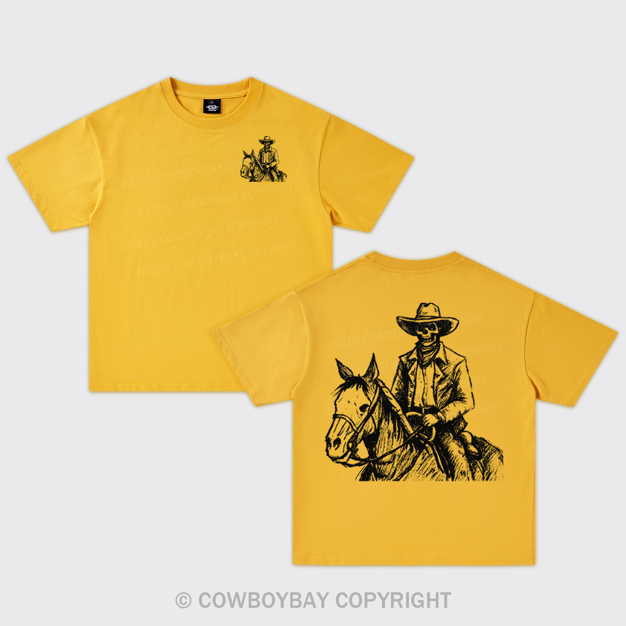 Skeleton Cowboy On Horseback Oversize T-Shirts