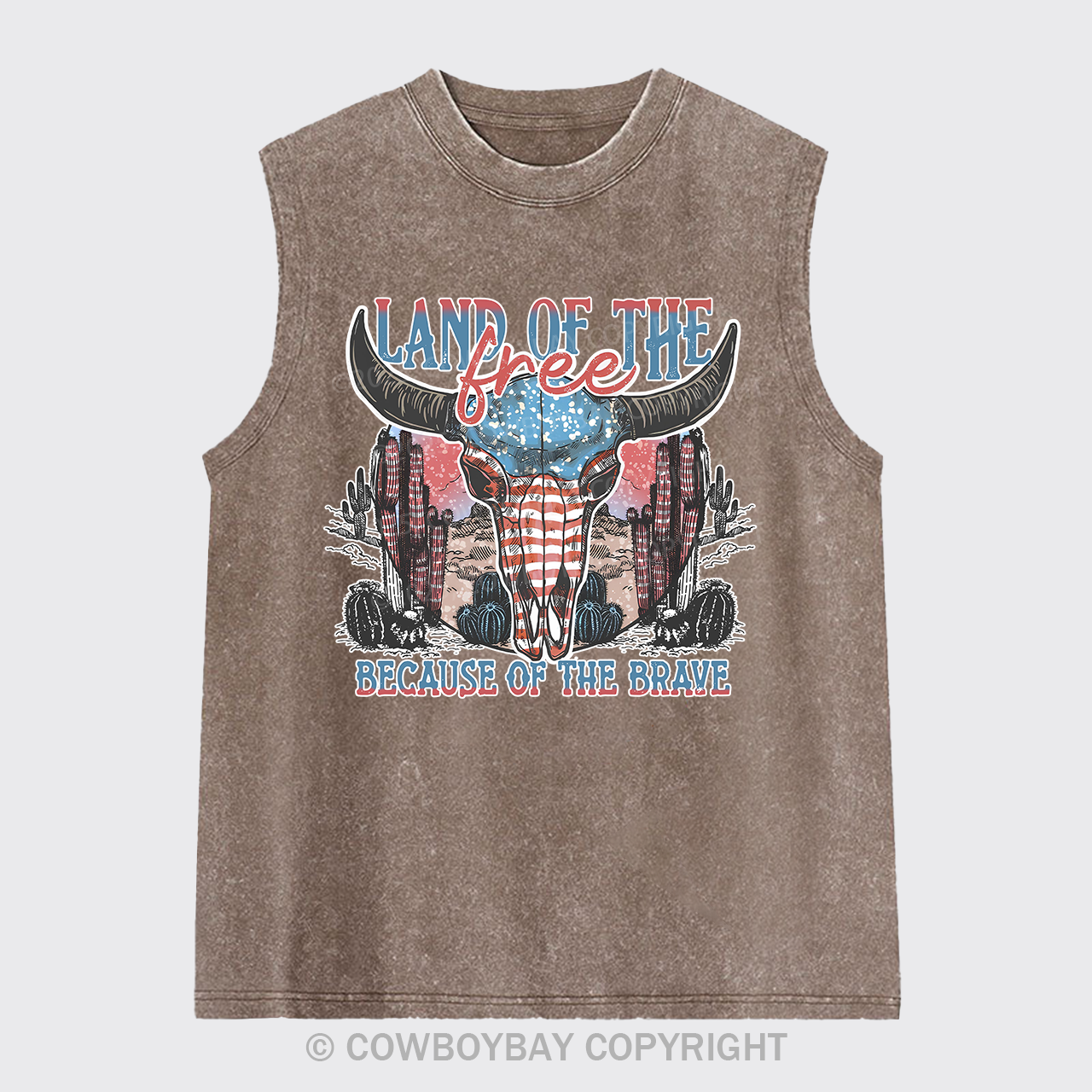 4th Of July And Cow Skull Washed Tanks