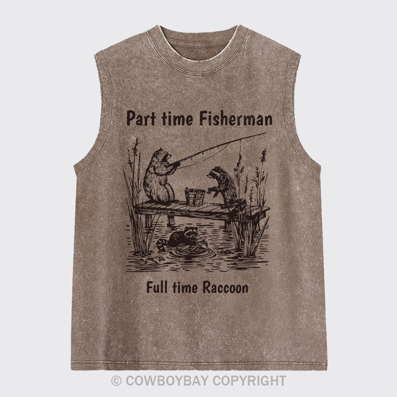 Fisherman Raccoon Washed Tanks