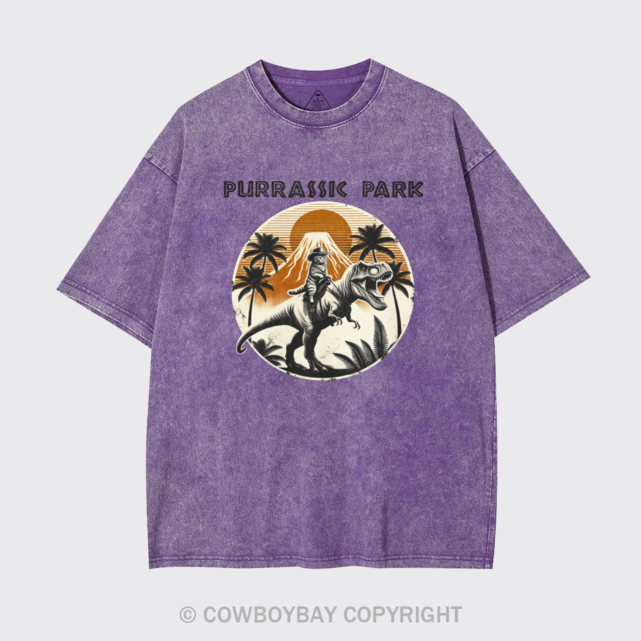Cowboy Cat Riding Dinosaur Garment-dye Tees