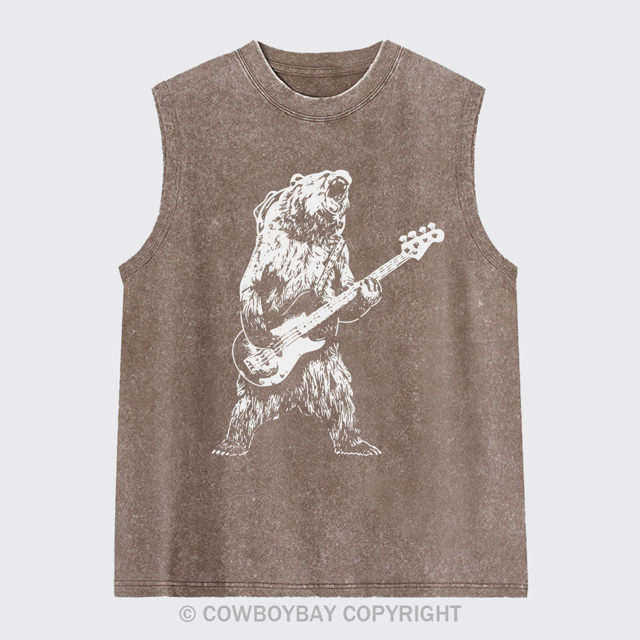 Bear Playing Bass Guitar Washed Tanks