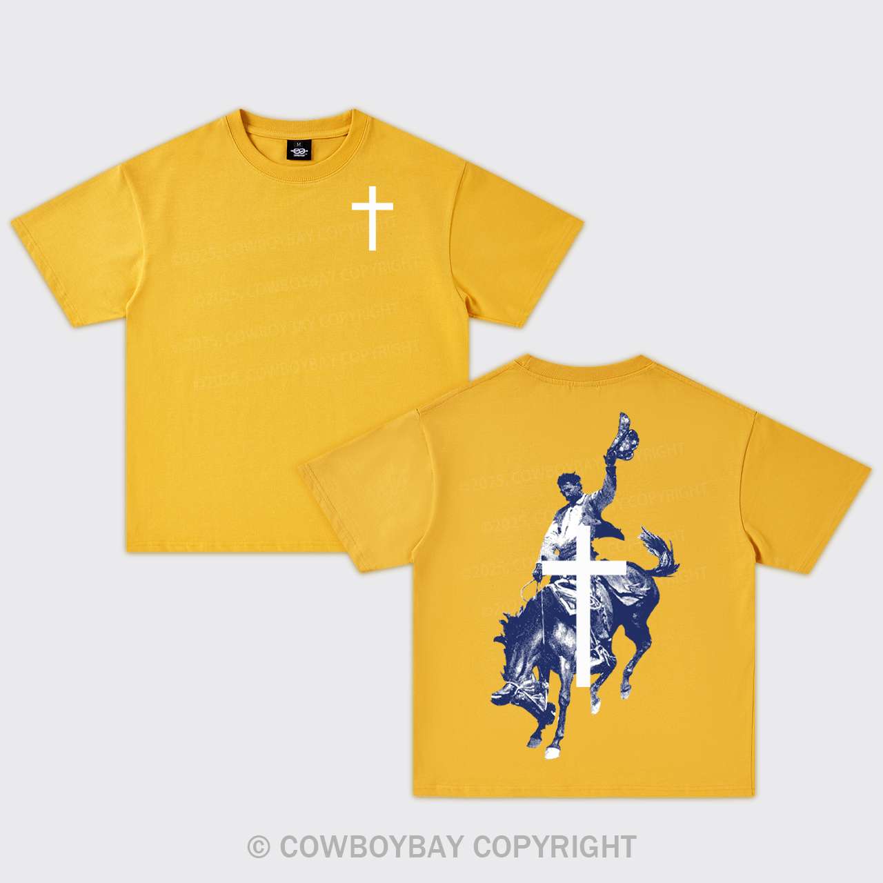 Cowboy Praying Horse Cross Oversize T-Shirts
