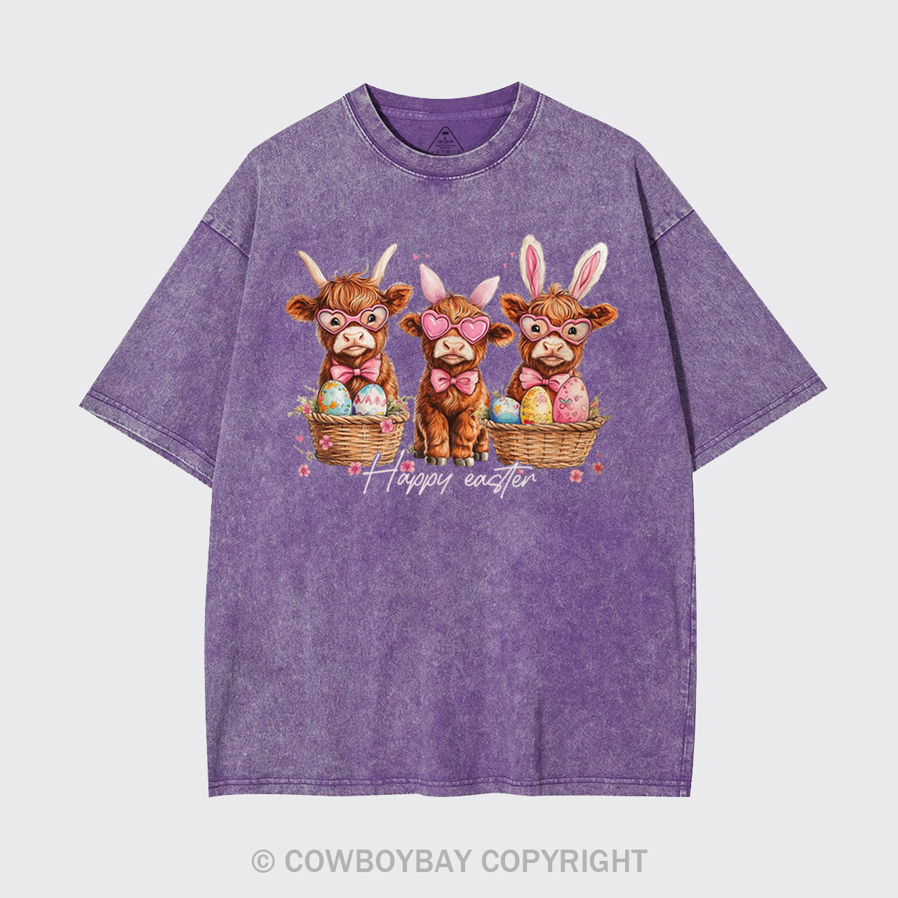 Easter Day Highland Cow Garment-dye Tees