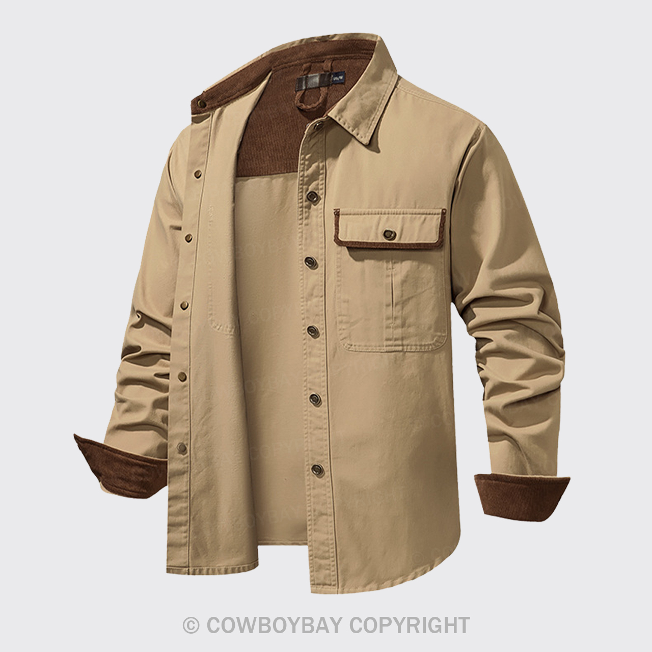 Khaki Corduroy Washed Cotton Shirt