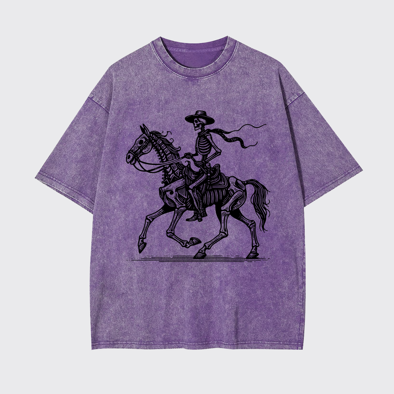 Classic Skeleton Cowboy on Horseback Garment-dye Tees