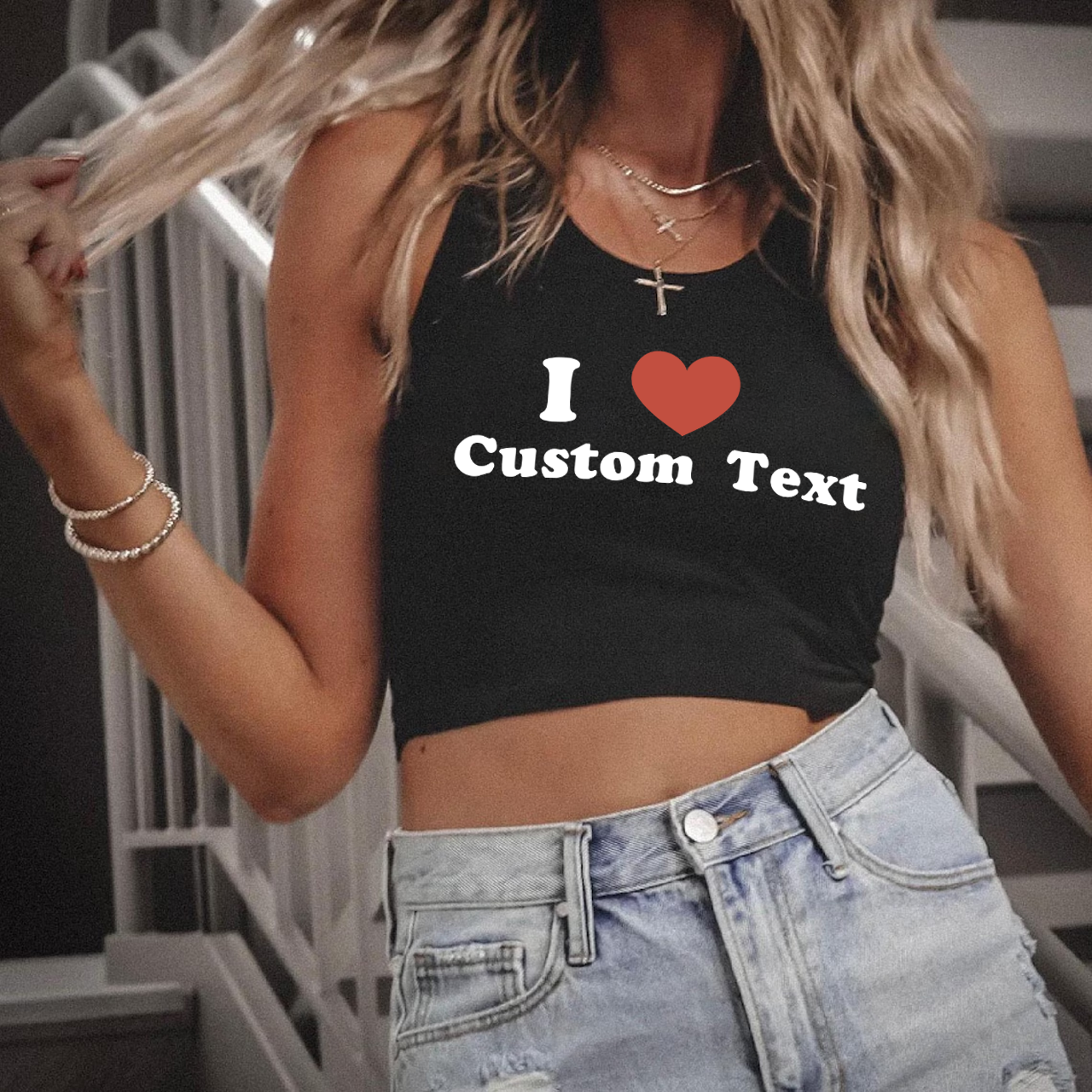 I Love Custom Text Tank Top