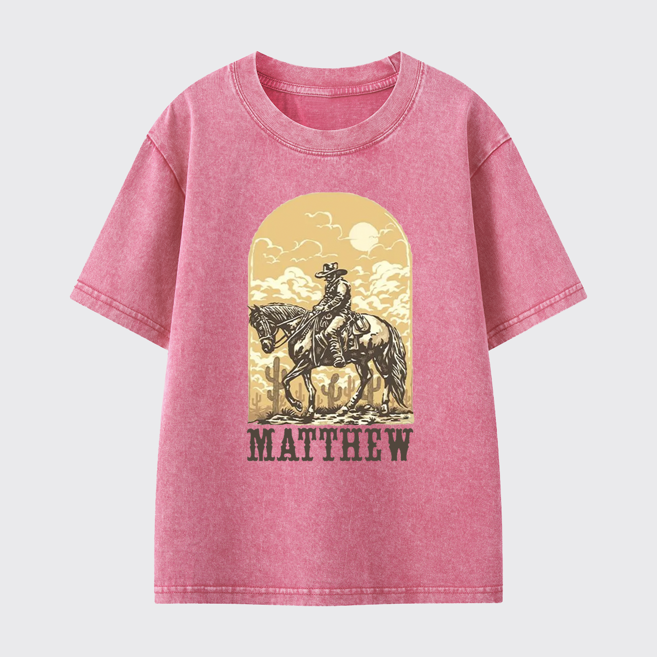 Personalized Cowboy Kids Washed Toddler T-shirt