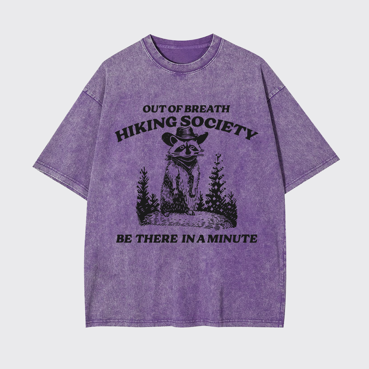 Out Of Breath Hiking Raccoon Garment-dye Tees