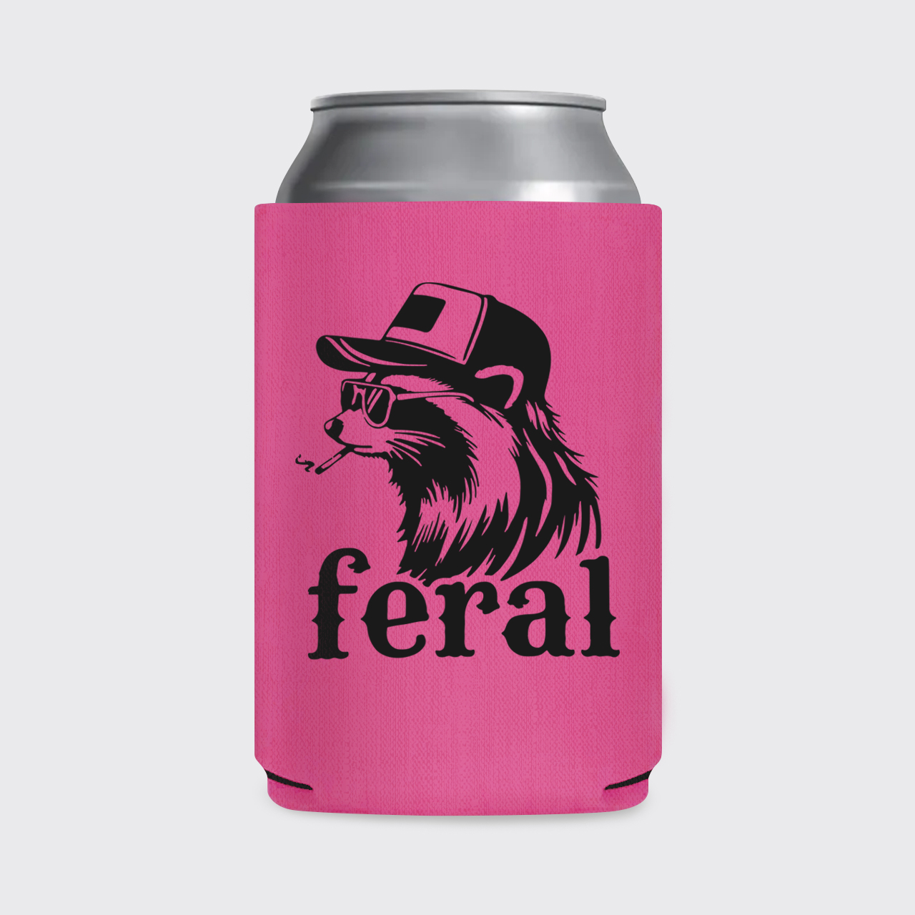 Feral Cowboy Raccoon Koozie