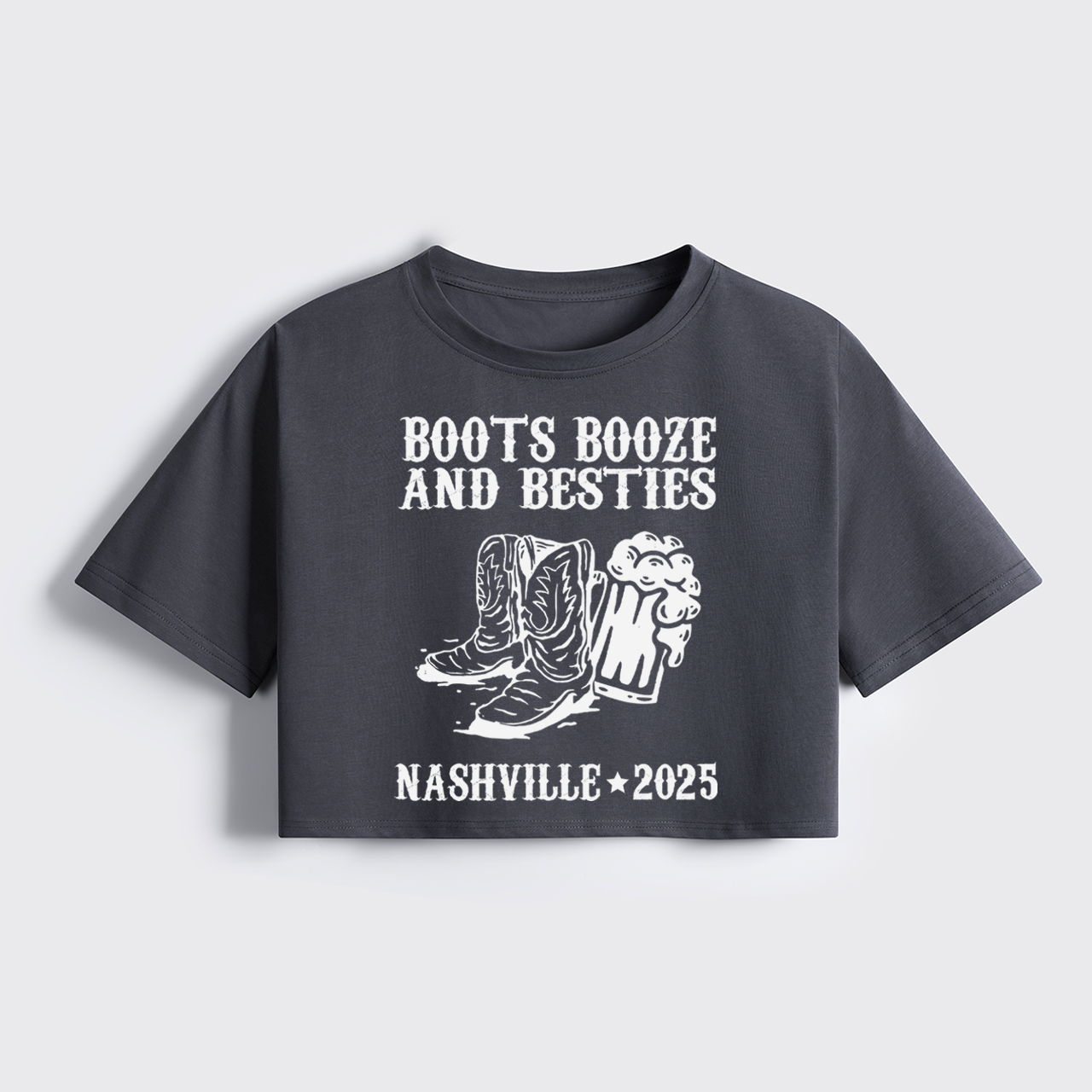 Boots Booze And Besties Cropped Boxy Tee