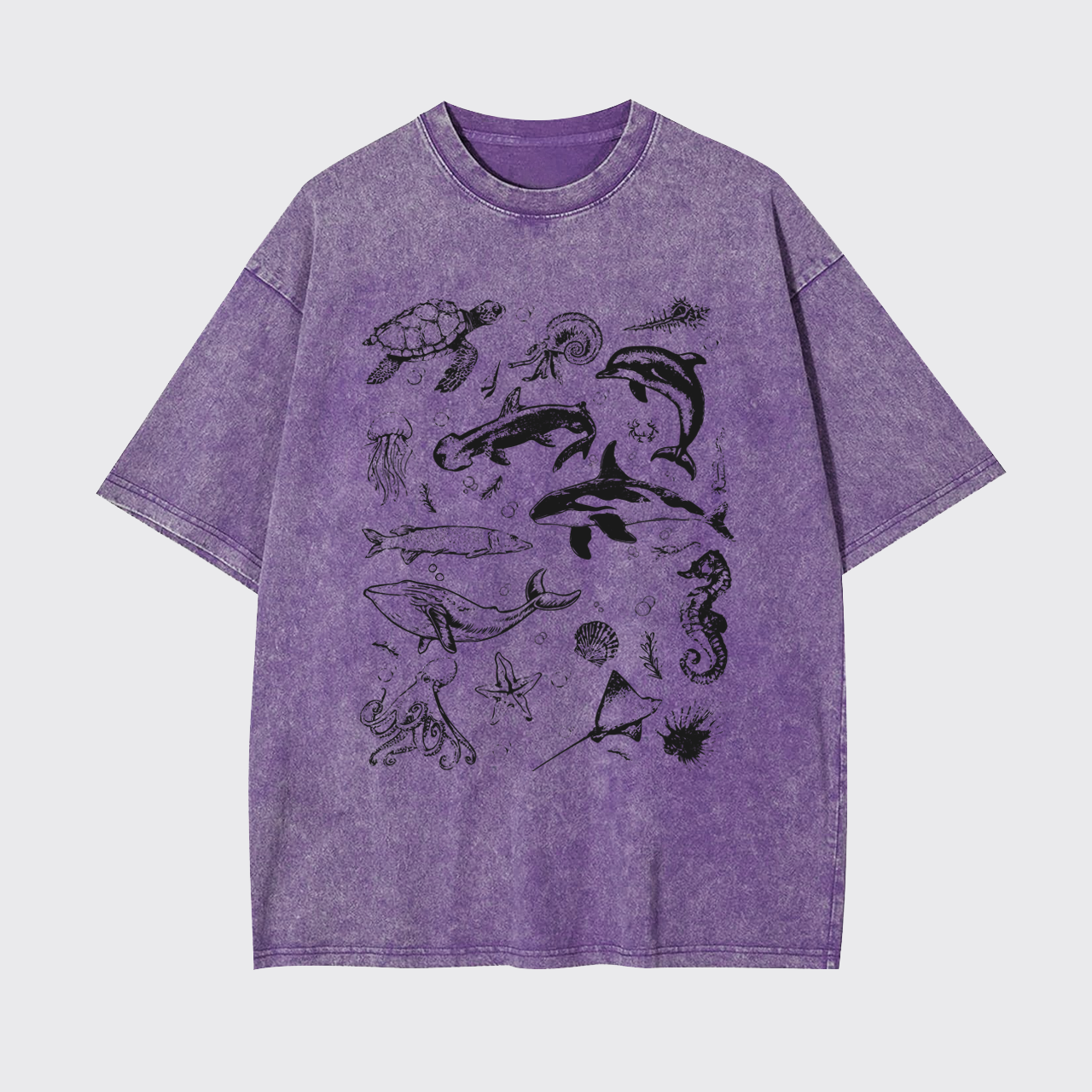 Sea Animal 90s Retro Garment-dye Tees