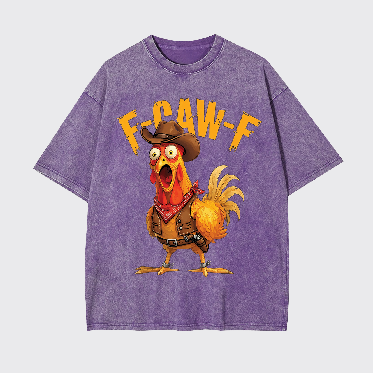 Funny Screaming Chicken F-CAW-F Garment-dye Tees
