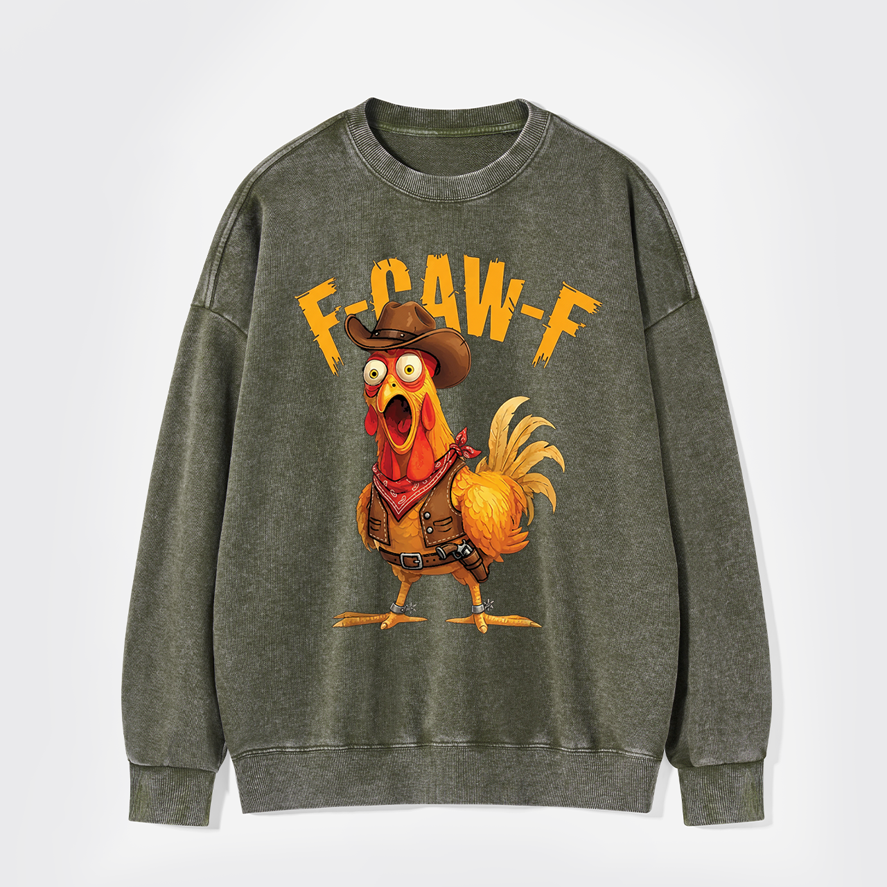 Funny Screaming Chicken F-CAW-F Washed Sweatshirts