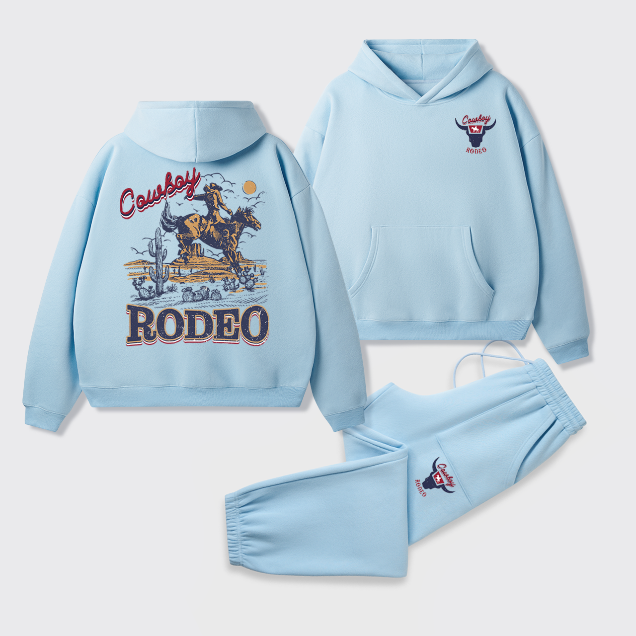 Vintage 90s Rodeo Western Cowboy Hoodie Set