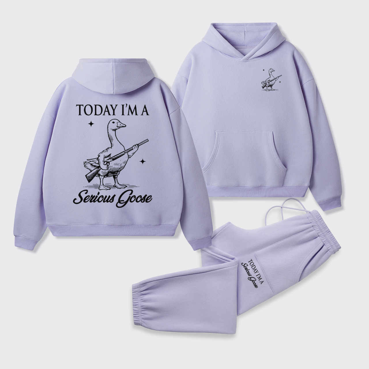 Today I'm Serious Goose Fleece Hoodie Set