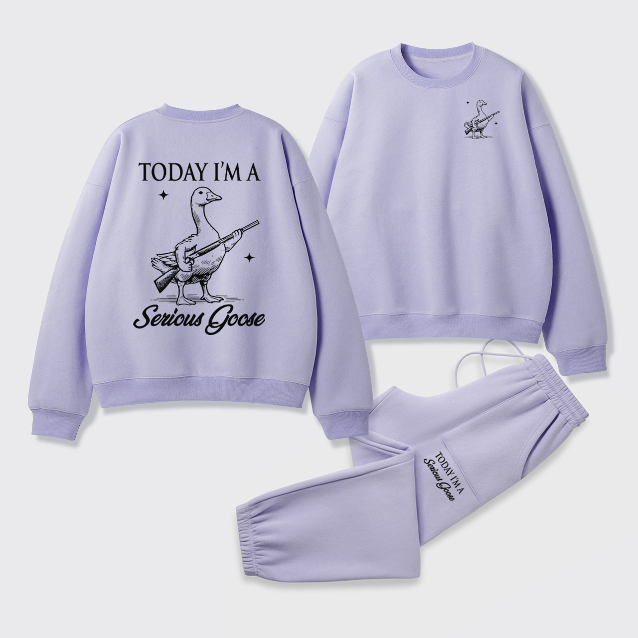 Today I'm Serious Goose Fleece Sweatshirt Set