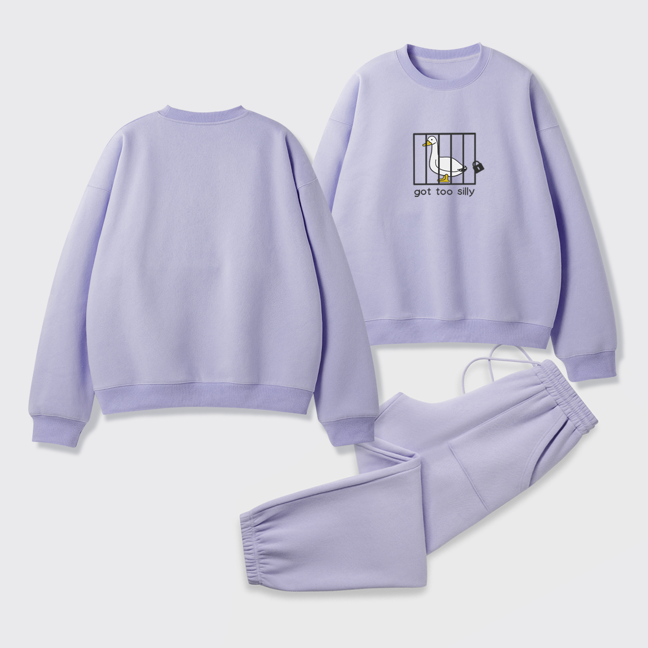 Got Too Silly Embroidered Fleece Sweatshirt Set