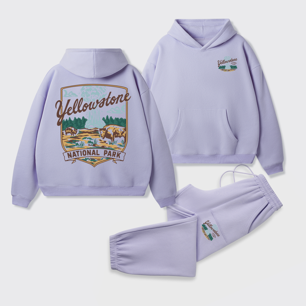 Yellowstone Vintage Illustration Fleece Hoodie Set