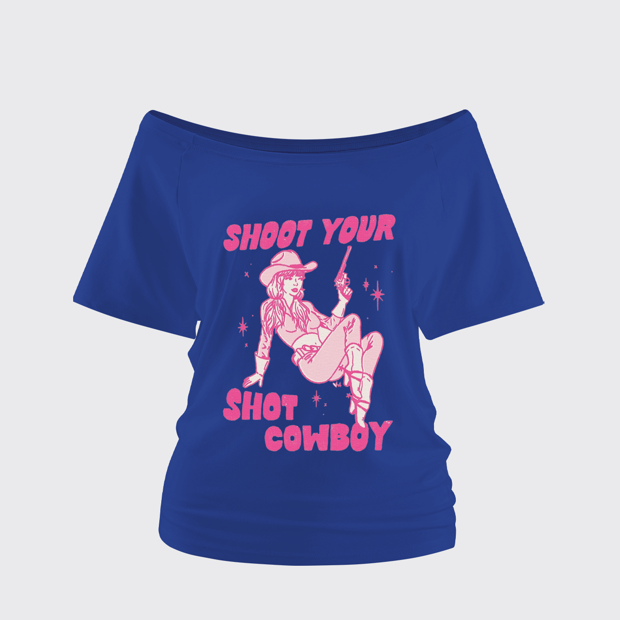 Shoot Your Shot Cowboy Off Shoulder Top