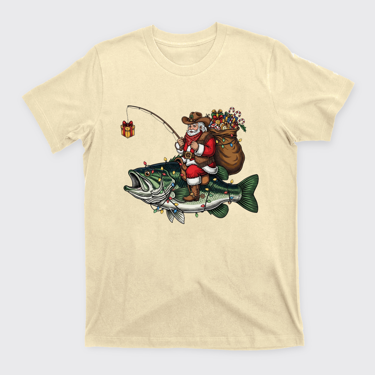 Fishing Santa Christmas Bass Fish T-Shirts