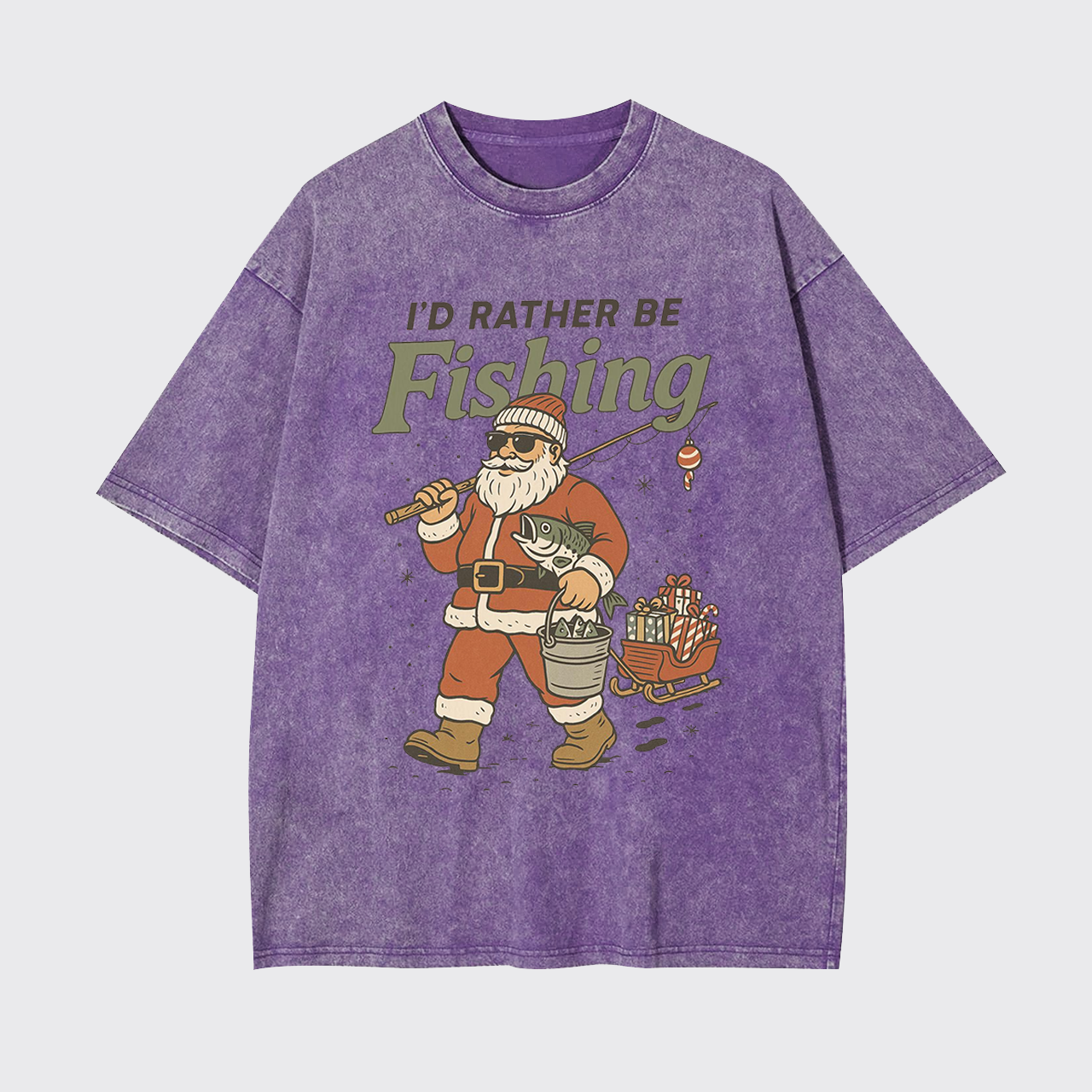 Vintage Santa Fishing Garment-dye Tees