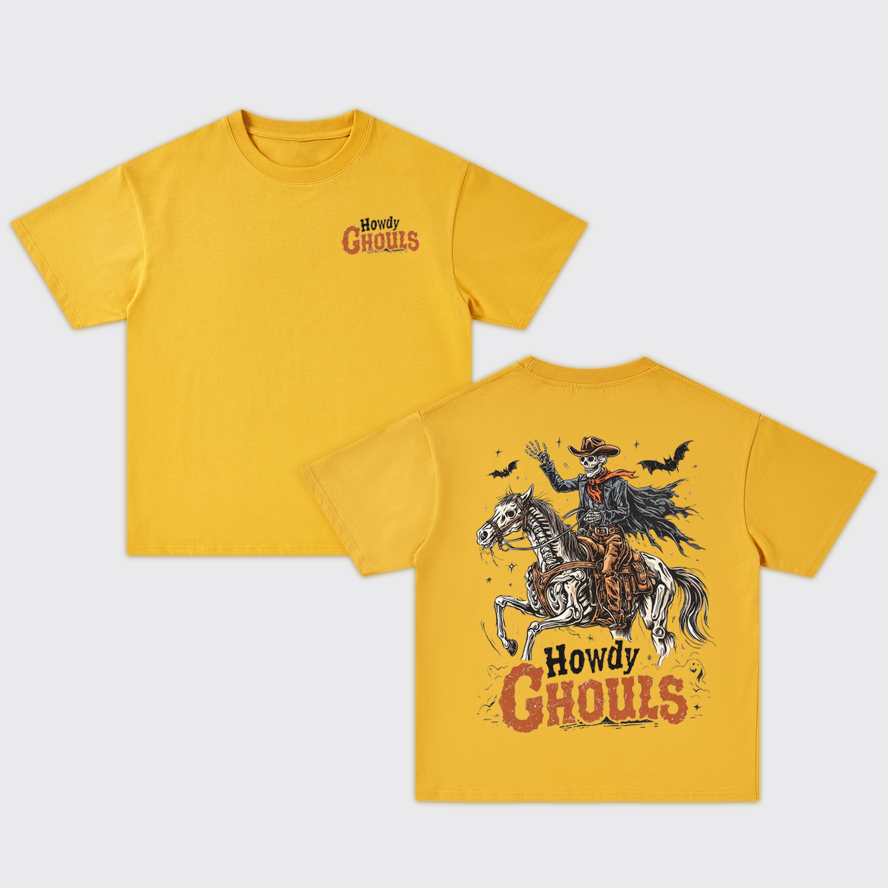 Howdy Ghouls Halloween Cowboy Skeleton Oversize T-Shirts