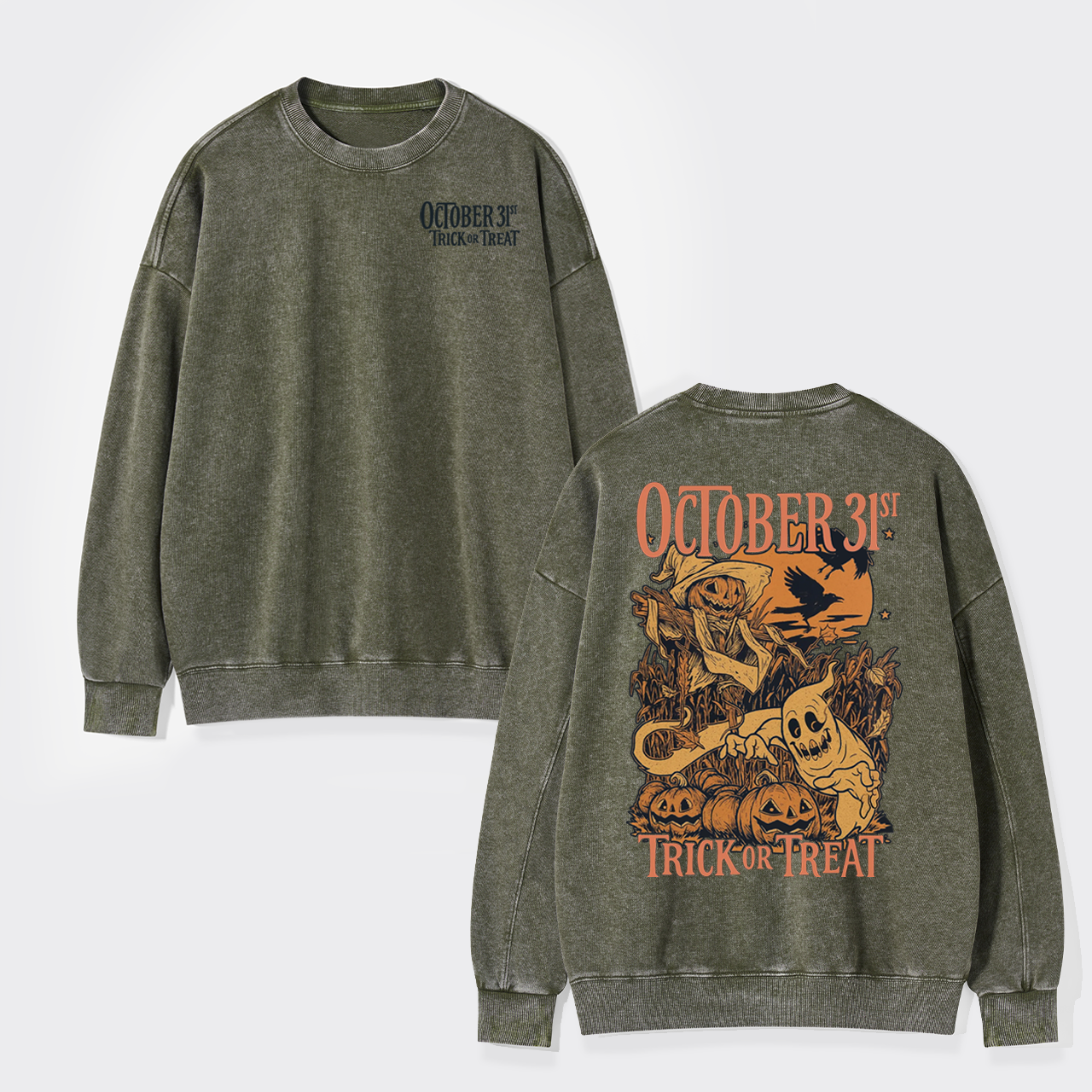 Vintage Halloween Spooky Horror Washed Sweatshirts